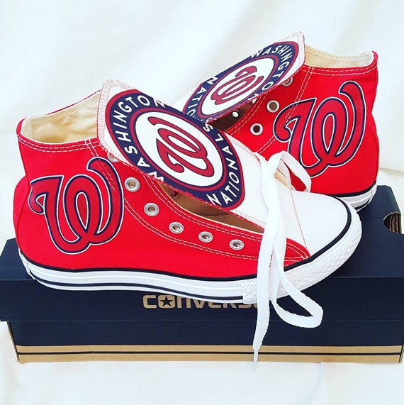 Women's Washington Nationals Repeat Print High Top Sneakers 005
